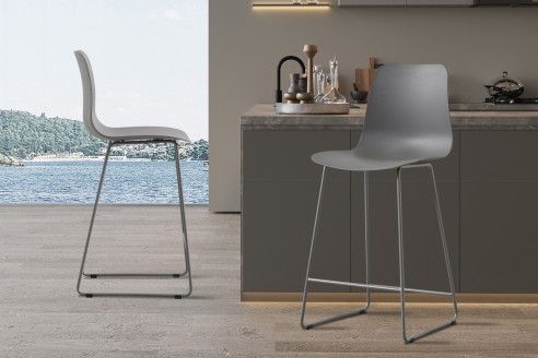 Chaise de comptoir 'Marie' PP Gris