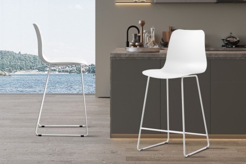 Chaise de comptoir 'Marie' PP Blanc