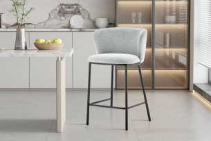 Chaise de comptoir 'Arthur' Tissu Ote Belfast 41 Gris clair