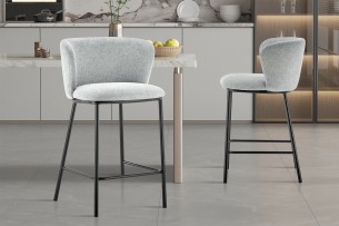 Chaise de comptoir 'Arthur' Tissu Ote Belfast 41 Gris clair