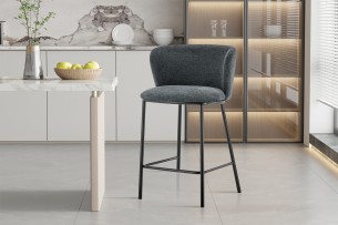 Chaise de comptoir 'Arthur' Tissu Ote Belfast 39 Gris foncé