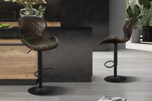 Tabouret de bar 'Malaga' PU Ote Topper 05 Brun foncé