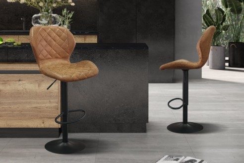 Tabouret de bar 'Malaga' PU Ote Topper 02 Cognac