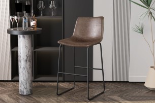 Chaise de comptoir 'Mancia' PU Ote Topper 05 Brun foncé