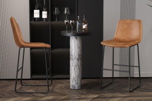 Chaise de Comptoir 'Mancia' PU Ote Topper 02 Cognac