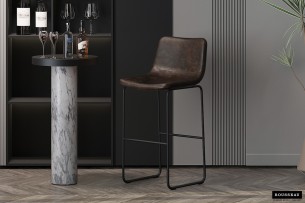 Tabouret de bar 'Mancia' PU Ote Topper 05 Brun foncé