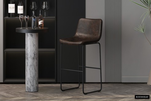 Tabouret de bar 'Mancia' PU Ote Topper 05 Brun foncé