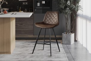 Chaise de comptoir 'Alicante' PU Ote Topper 05 Brun foncé