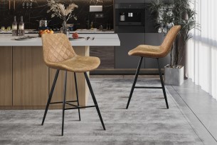 Chaise de comptoir 'Alicante' PU Ote Topper 02 Cognac