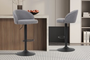 Tabouret de bar 'Arda' Bouclé Gris clair