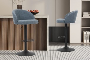 Tabouret de bar 'Arda' Bouclé Bleu