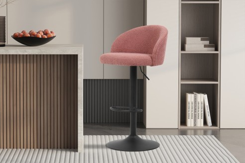 Tabouret de bar 'Arda' Bouclé Rose