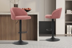 Tabouret de bar 'Arda' Bouclé Rose