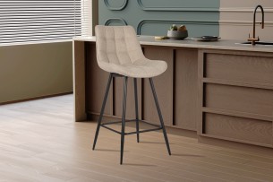 Chaise de comptoir 'Ariba' Tissu Ote Montego 178 Beige/Gris clair