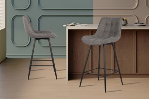 Chaise de comptoir 'Ariba' Tissu Ote Montego 466 Gris