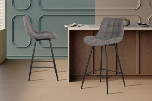 Chaise de comptoir 'Ariba' Tissu Ote Montego 466 Gris
