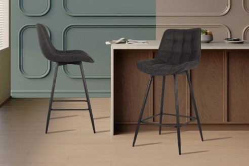 Chaise de comptoir 'Ariba' Tissu Ote Montego 460 Gris foncé