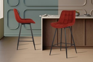 Chaise de comptoir 'Ariba' Tissu Ote Montego 253 Rouge