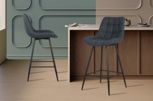 Chaise de comptoir 'Ariba' Tissu Ote Montego 303 Bleu foncé