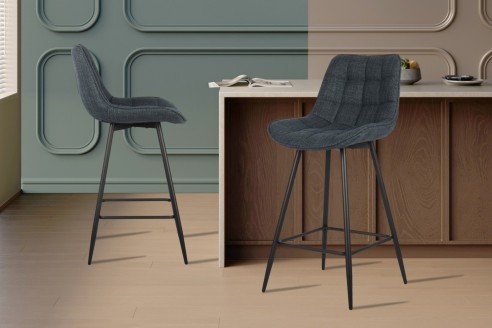 Chaise de comptoir 'Ariba' Tissu Ote Montego 303 Bleu foncé