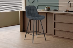 Chaise de comptoir 'Ariba' Tissu Ote Montego 303 Bleu foncé